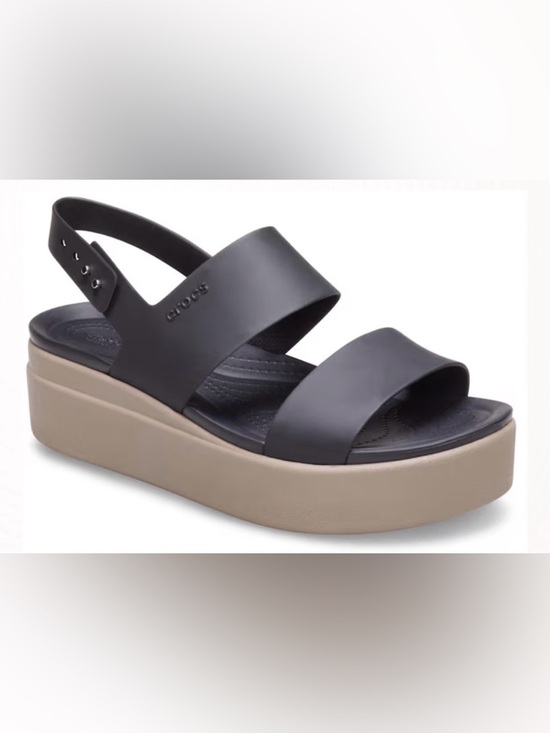 CROCS Shoes - ❌SOLD❌[CROCS] Brooklyn Low Wedge Platform Sandals in Black & Mushroom Women's 8